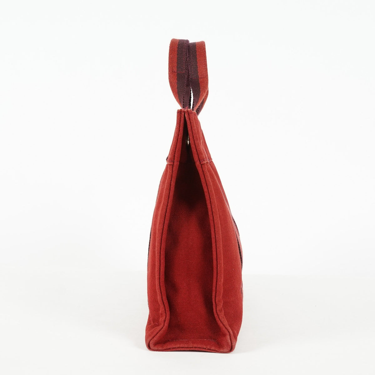 Hermes Fourre-Tout PM Red Canvas Leather Tote Bag Used Vintage 09E05825011