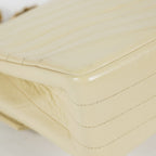 CHANEL Vintage V Stitch Flap Chain Shoulder Bag 25cm Beige Lambskin 08E077370012
