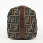Fendi Zucca Mini Vanity Bag 24cm Brown Canvas Leather Used Auth 09E173410010