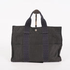 Hermes Herline MM Tote Bag Gray Canvas H Logo Used 07E20825001
