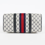 Gucci Sherry Line GG Supreme Boston Bag Navy Canvas Hand Bag Used 07E182860015