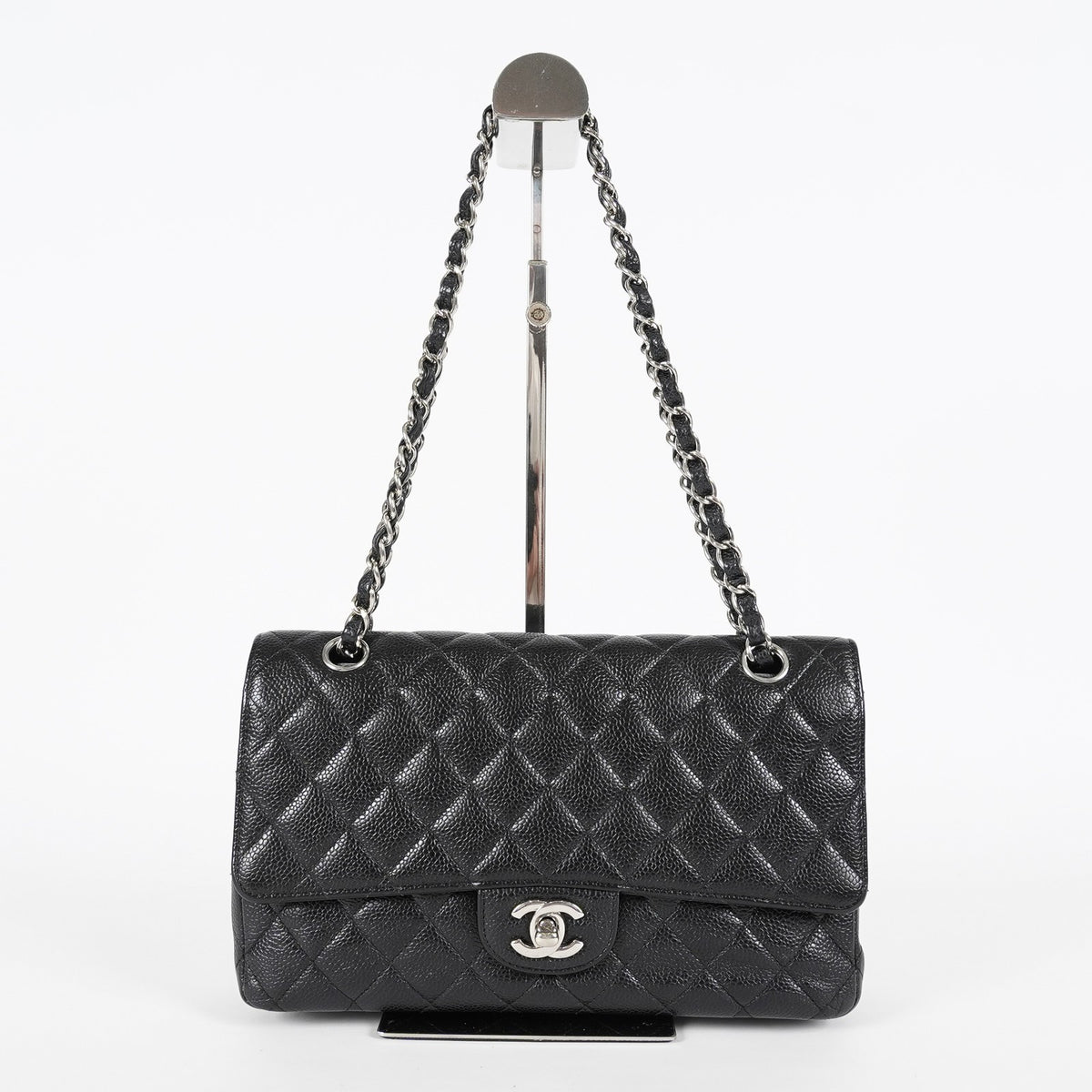 Chanel Matelasse Caviar Double Flap 25 Black Chain Shoulder Bag 08A2281796023