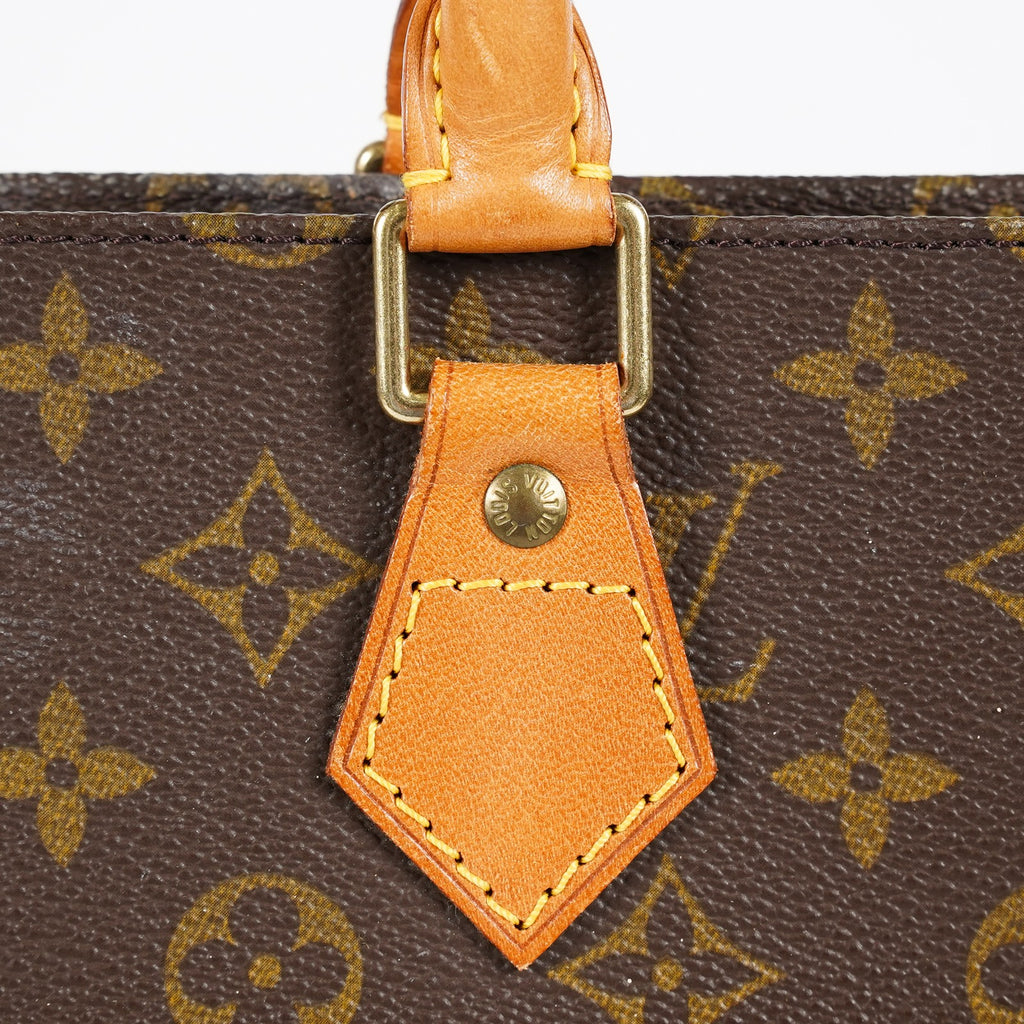 Louis Vuitton M51140 Monogram Sac Plat Tote Bag Brown Canvas Used 08E132310002
