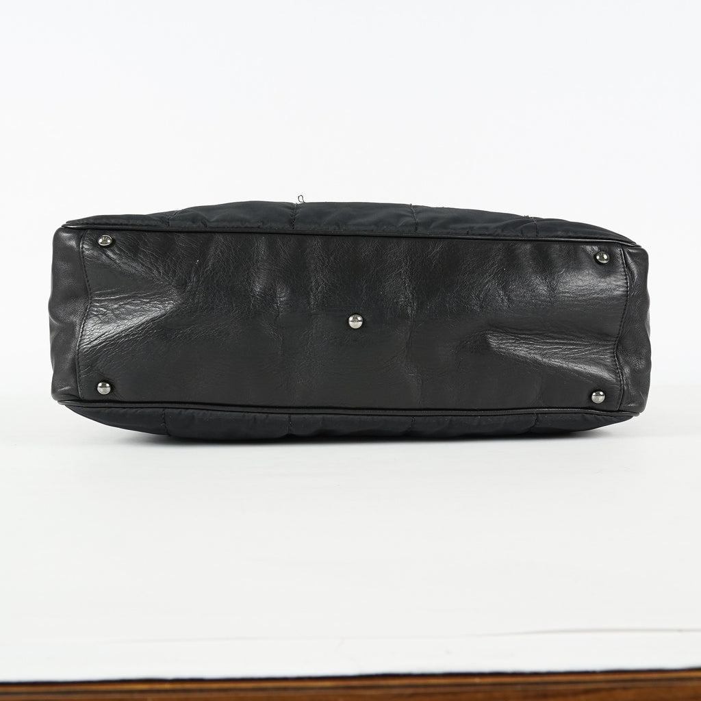 Chanel Chocolate Bar Nylon Mini Boston Bag 35cm Black Silver HW 07E314180008