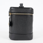 Chanel Caviar Skin Vanity Bag Top Handle 19cm Black Gold HW CC Used 08E066380006