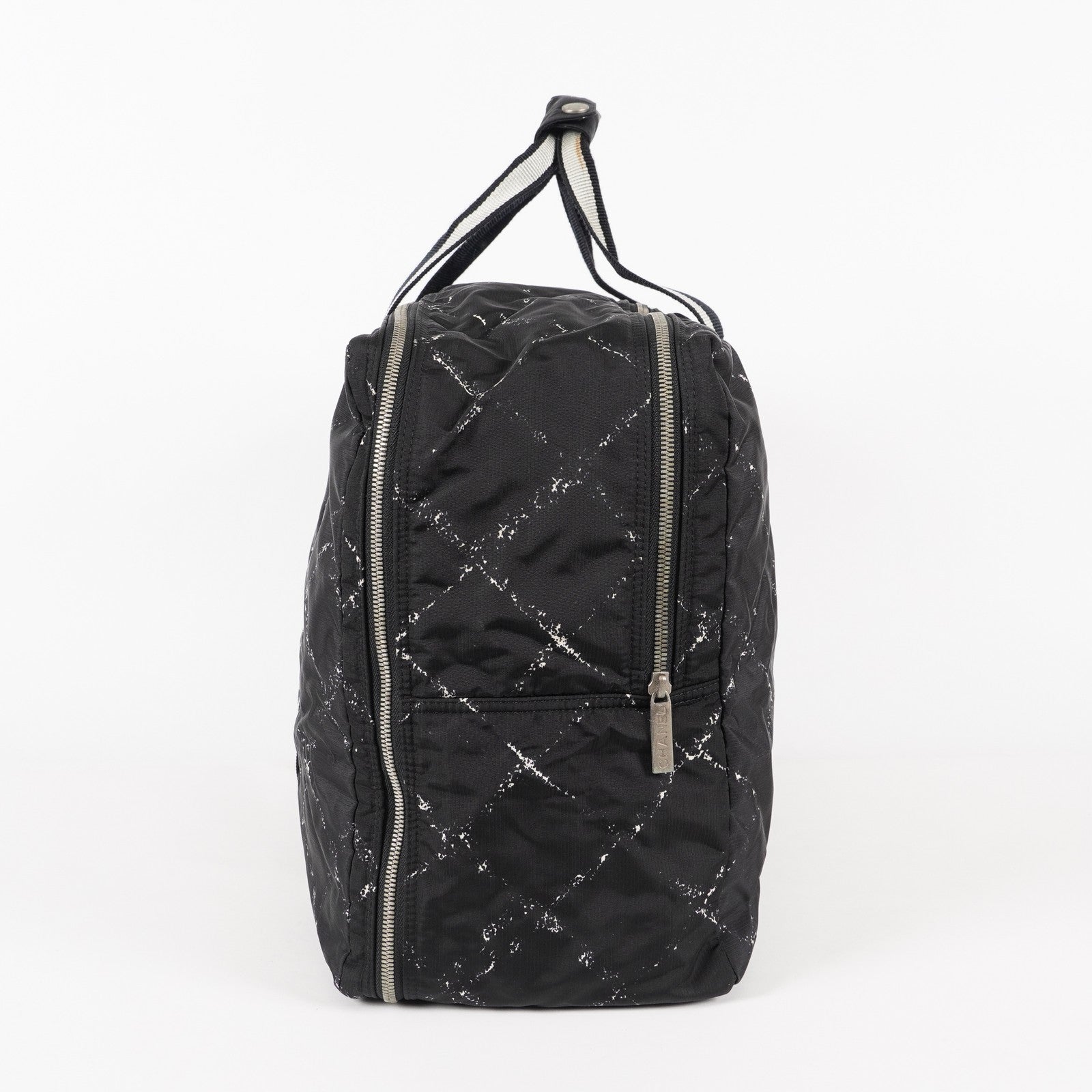 CHANEL Travel line Boston bag black Nylon canvas Women vintage 05E522750016