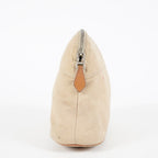 Hermes Bolide Pouch 21 Beige Canvas Leather Cosmetic Pouch Used 08E23495007