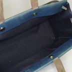Hermes Herbag Cabas MM Navy Canvas Blue Leather Tote Hand Bag Used 08E043960012