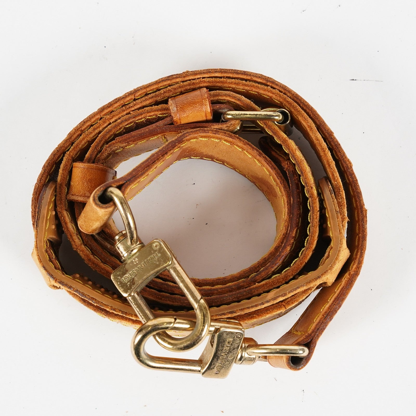 Auth Louis Vuitton Vachetta Leather Shoulder Strap Adjustable Tan Vintage XY266