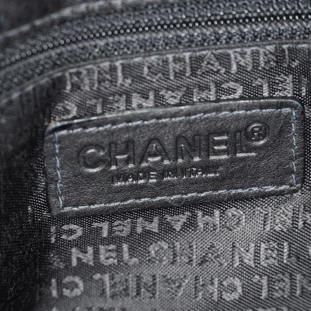 Chanel Chocolate Bar Nylon Mini Boston Bag 35cm Black Silver HW 07E314180008