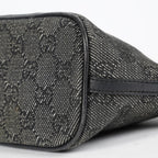 Gucci GG Canvas Boat Pochette Accessory Pouch Bag Gray Black Used 08E012530012