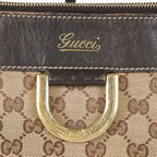 Gucci Abbey D-Ring Beige GG Canvas Leather Used Shoulder Tote Bag 09M314758608