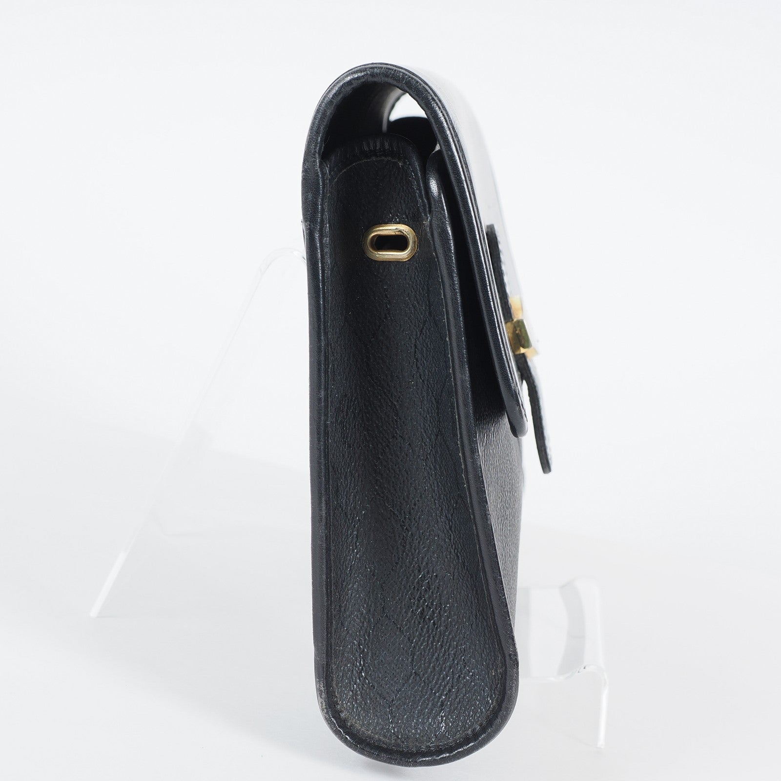Christian Dior Vintage Leather Shoulder Bag Black Classic Handbag XY230