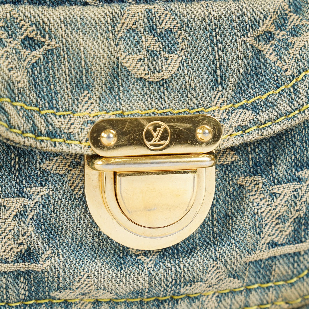 Louis Vuitton M95049 Monogram Denim Baggy Shoulder Bag Blue Used 07E019570019