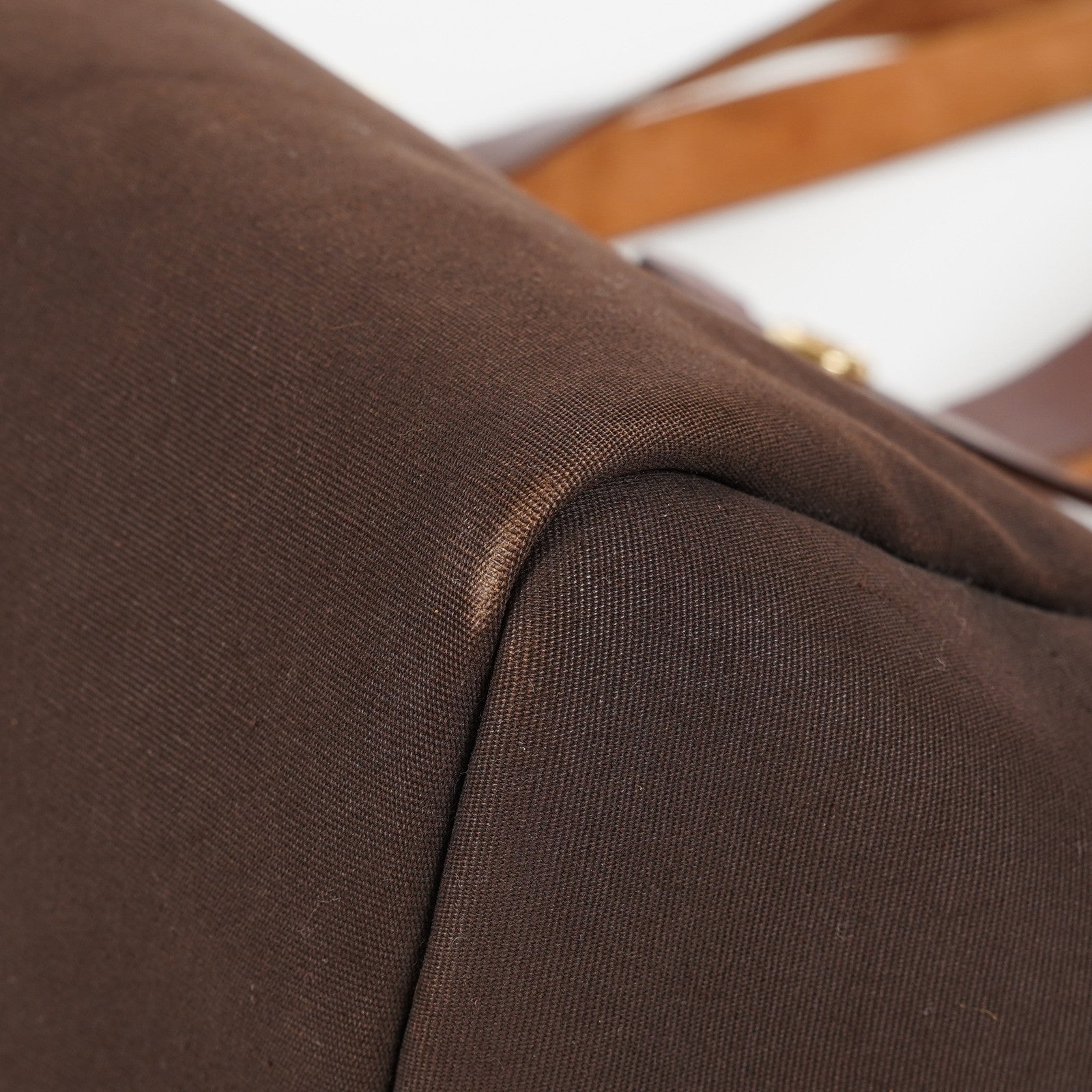 HERMES Herbag Cabas PM Brown Canvas & Leather Tote Bag Used Vintage 07A185720031