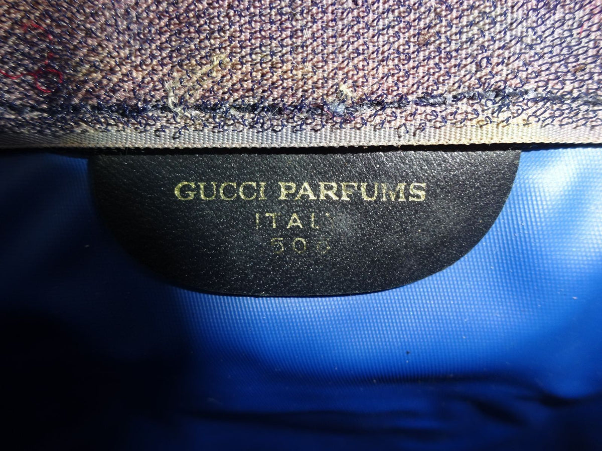 VINTAGE GUCCI Parfums Clutch Bag GG Sherry Line Navy Used 08M02880024