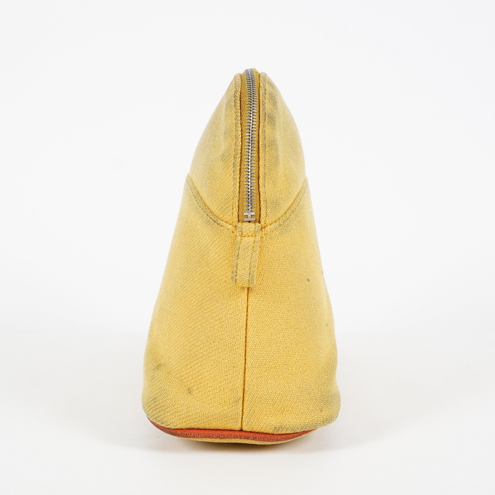 Hermes Bolide Pouch 20 Mini Yellow Cotton Canvas Cosmetic Pouch Used 07E24495009