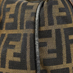 Fendi Zucca Mini Vanity Bag 24cm Brown Canvas Leather Used Auth 09E173410010