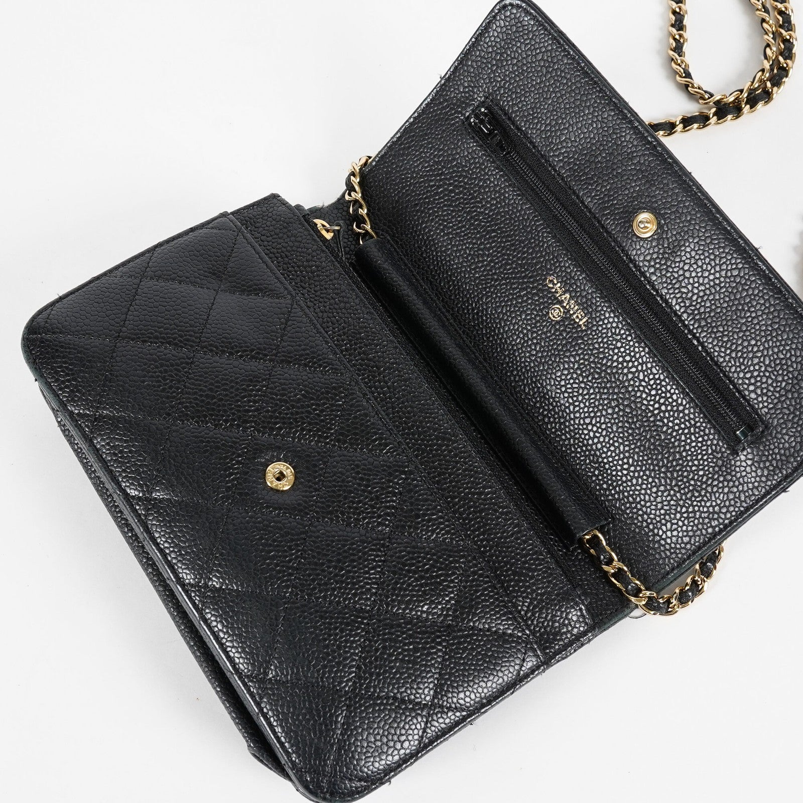 Chanel Caviar Quilted Wallet On Chain WOC Black Crossbody Bag Gold 07E2620790012