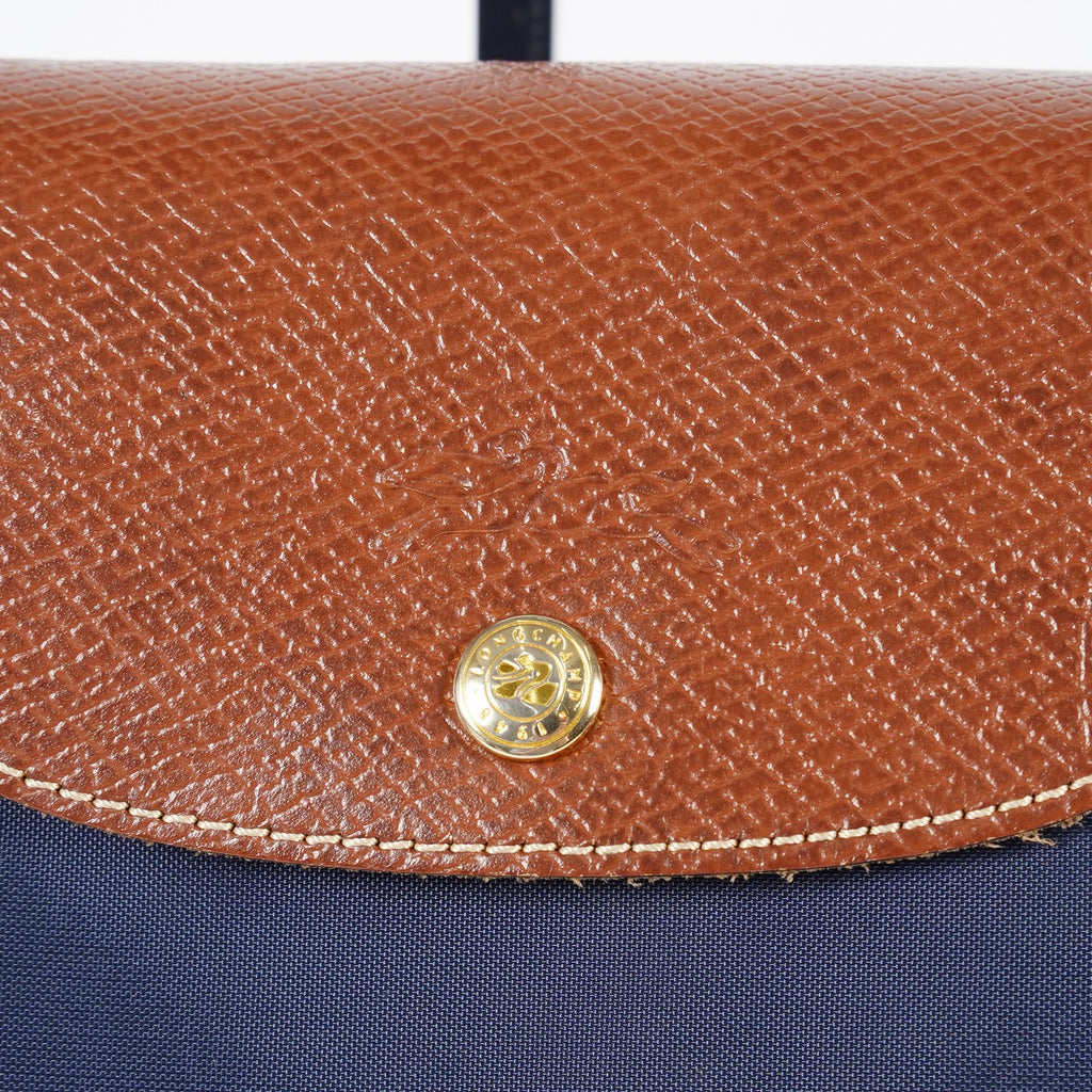 Longchamp Le Pliage Long Handle Tote Bag 33cm Navy Nylon Women Used 08E12825007