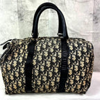 Christian Dior Trotter Mini Boston Hand Bag Canvas Navy Used 08M032940024