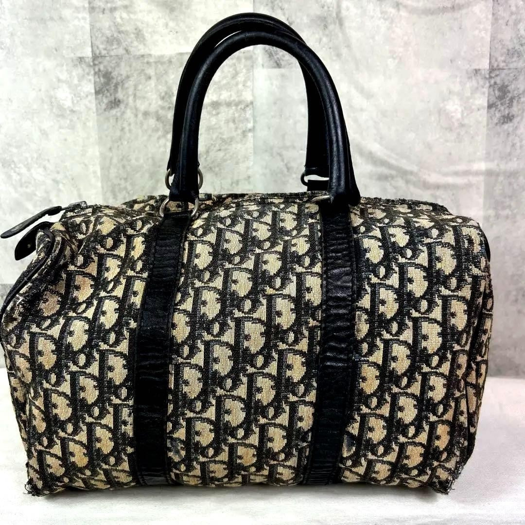 Christian Dior Trotter Mini Boston Hand Bag Canvas Navy Used 08M032940024