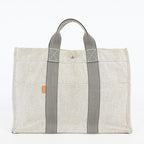 Auth Hermes Fourre-Tout MM Gray Canvas Tote Hand Bag Vintage Used 07E27825005