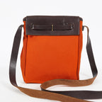 Hermes Herbag TPM Toile Canvas Leather Orange 2way Handbag Bag 07E275500012