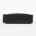 Chanel Matelasse Half Moon Flap Bag 25cm Black Quilted Chain Used 08E0717270006