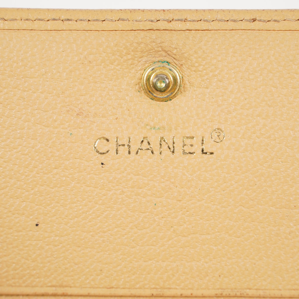 AUTHENTIC Chanel VINTAGE Beige Sevruga Compact Wallet 05E561045016