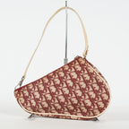 Christian Dior Saddle Bag Trotter Canvas Bordeaux Beige Silver HW 09E223121010