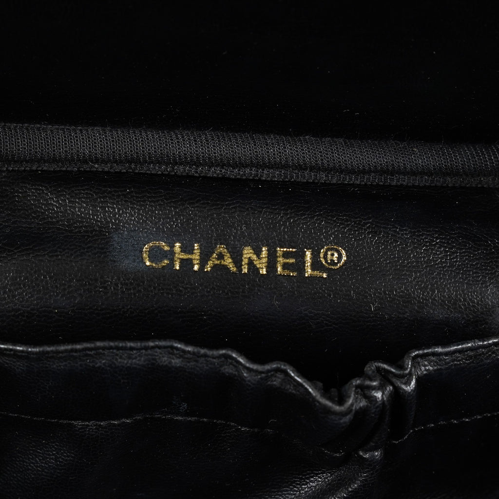 Chanel Caviar Skin CC Vanity Bag Black Leather Used Vintage 07E046490027