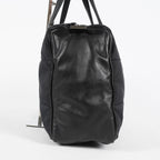 CHANEL Chocolate Bar Nylon Mini Boston Handbag Black Silver HW Used 07E314180008