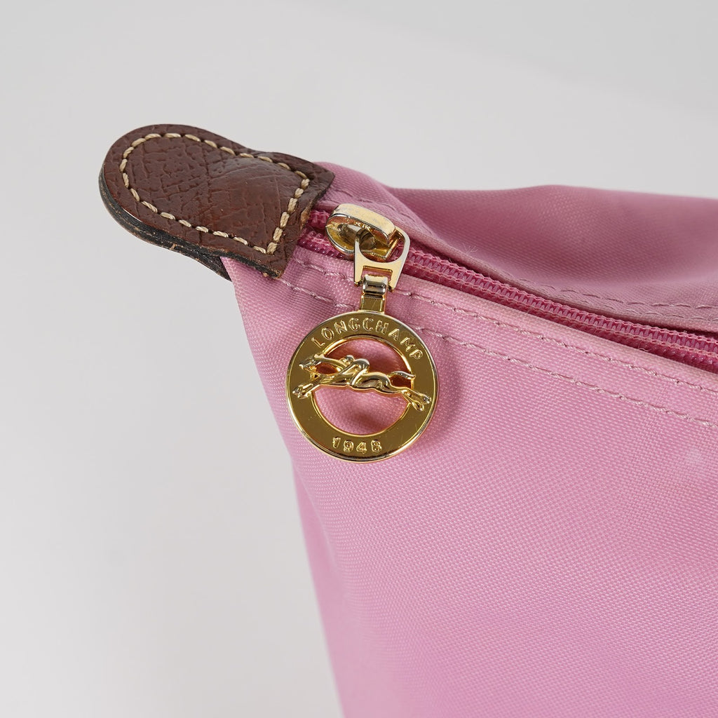LONGCHAMP Le Pliage Nylon Leather Tote Shoulder Hand Bag Pink Used 08M18396617