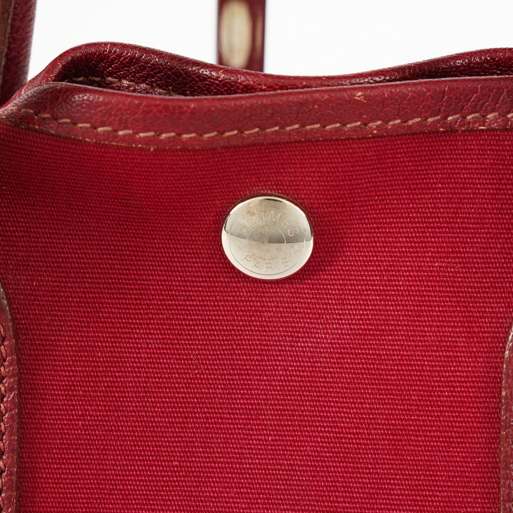 Hermes Garden File PM Red Leather Tote Shoulder Bag Used Auth 09E043410011