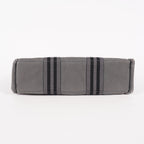 Hermes Fourre-Tout PM Tote Bag Gray Canvas Black Stripe Used Vintage 06E01825030