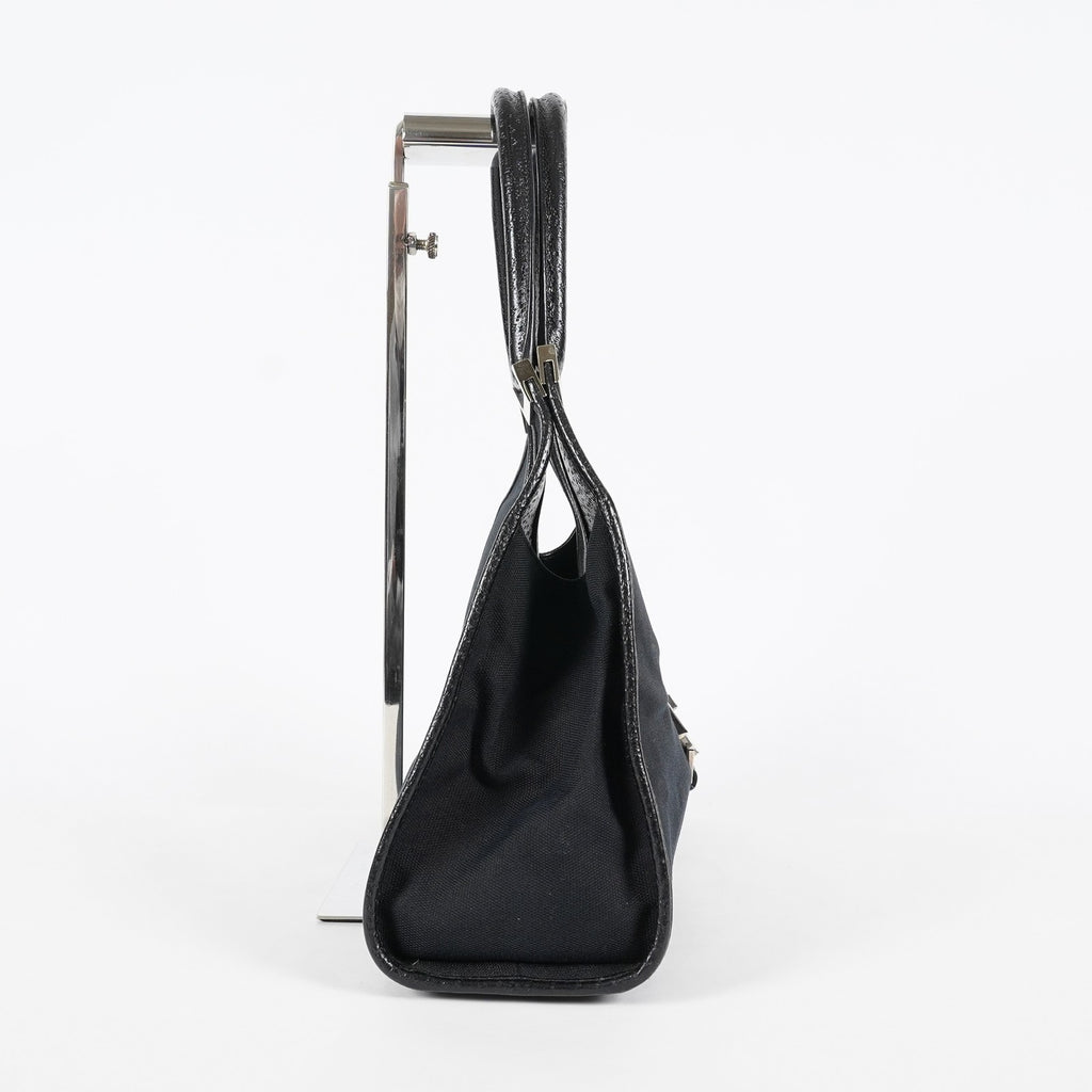 Gucci Jackie Vintage Handbag Shoulder Bag 30cm Black Canvas Leather 07E153190009