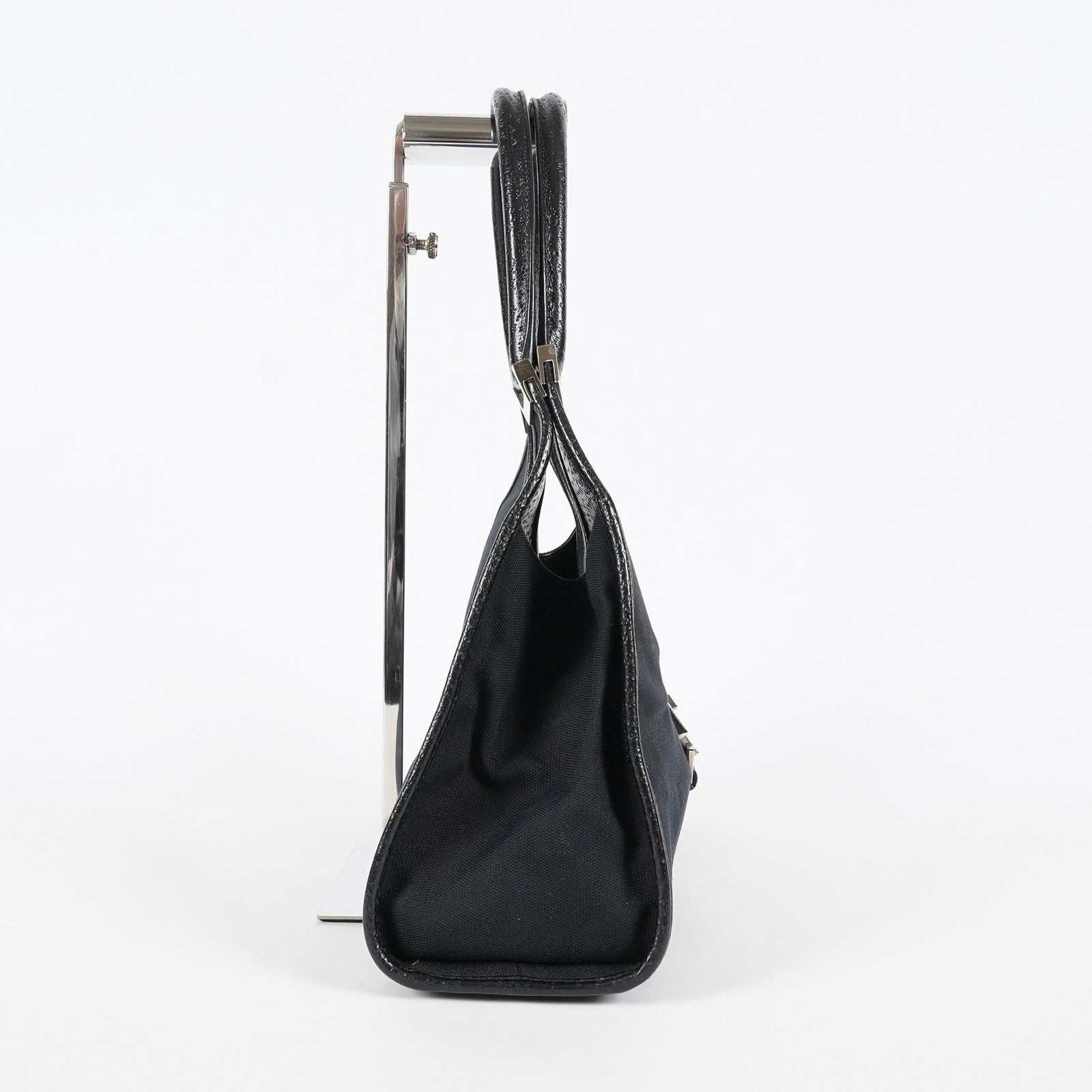 Gucci Jackie Vintage Handbag Shoulder Bag 30cm Black Canvas Leather 07E153190009