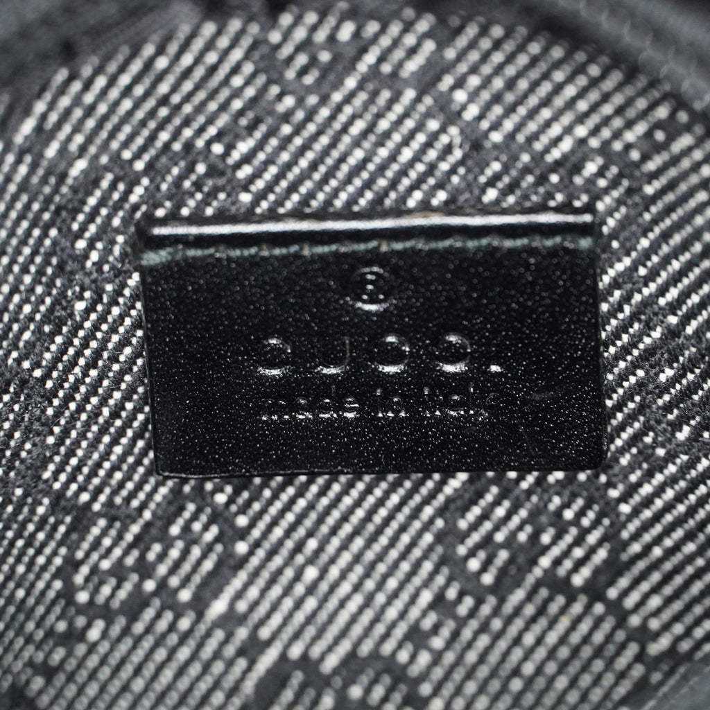 Gucci GG Denim Waist Belt Bag 30cm Black Leather Trim Used Vintage 08E022310002