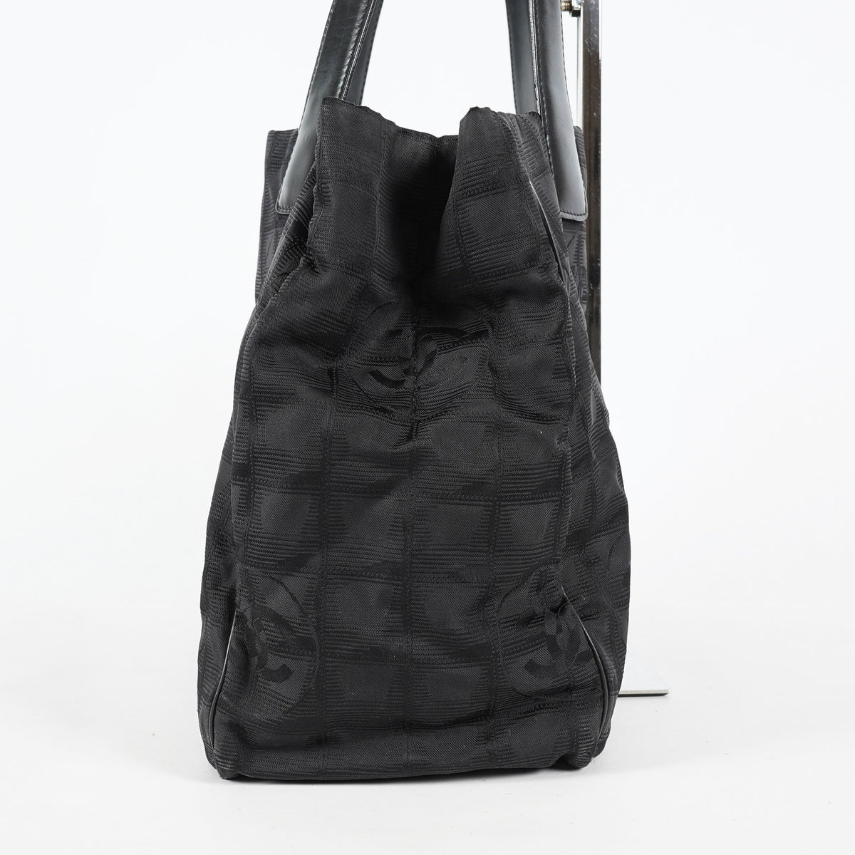 Chanel Travel Line Tote Bag Black Nylon Leather Used Handbag 09M321359608