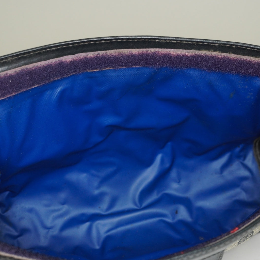 Gucci GG Supreme Clutch Bag 29cm Navy Canvas Leather Used Auth 09E20935010