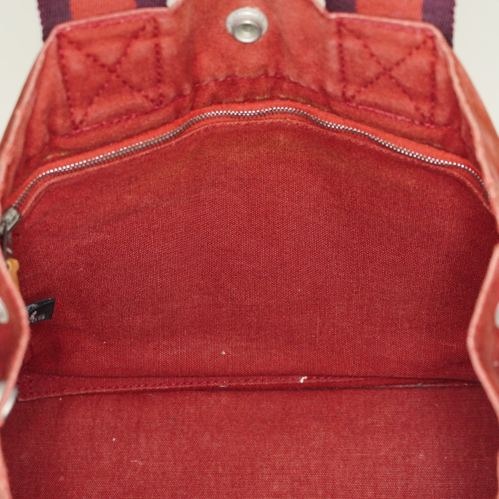 Hermes Fourre-Tout TPM Red Canvas Tote Bag Used Vintage Auth 09E06385011