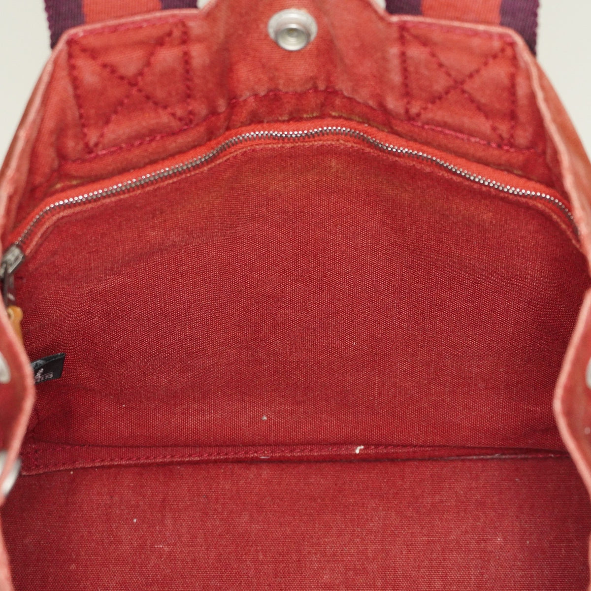 Hermes Fourre-Tout TPM Red Canvas Tote Bag Used Vintage Auth 09E06385011