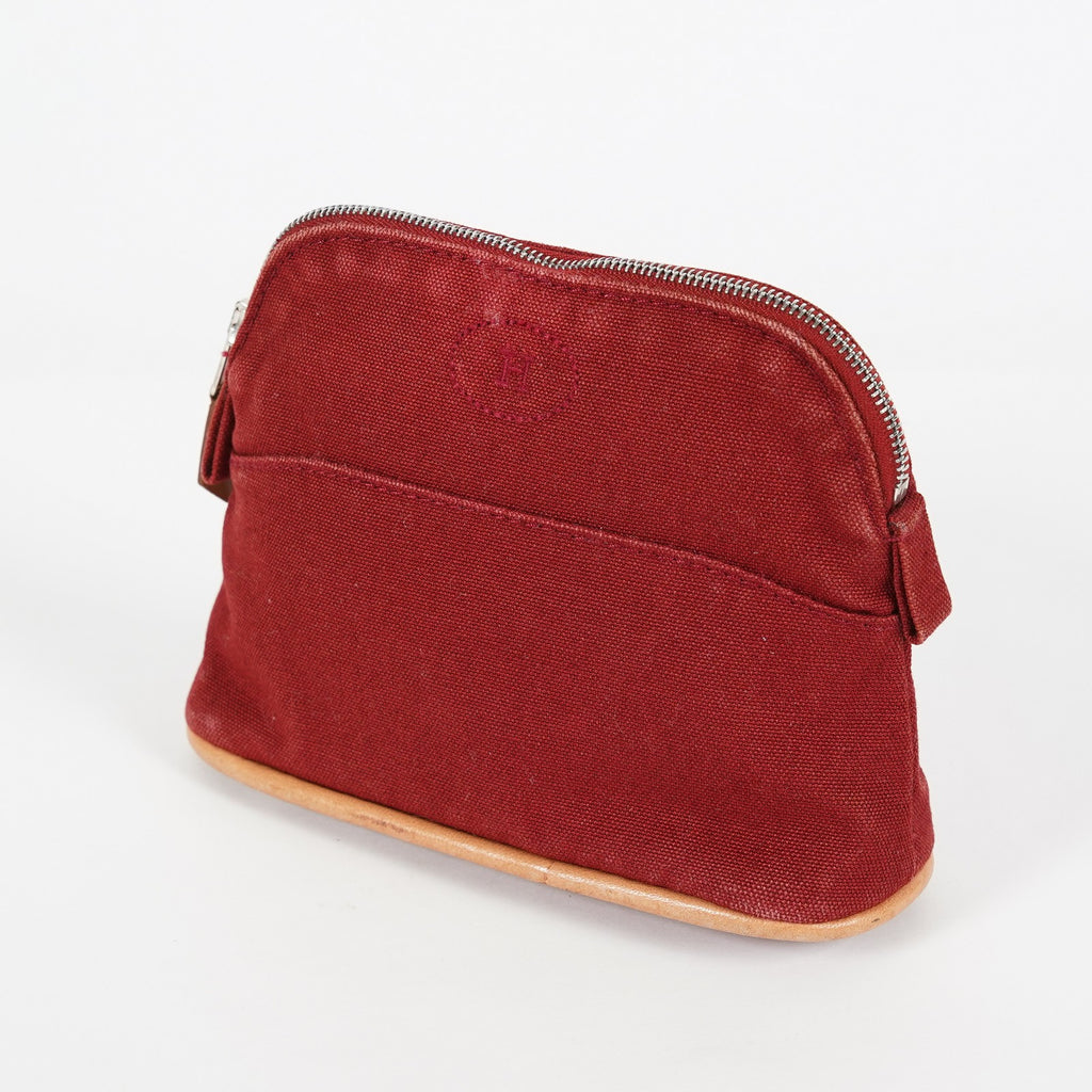 Hermes Bolide Pouch 18 Mini Brick Red Cotton Canvas Vintage Used 07E22715009