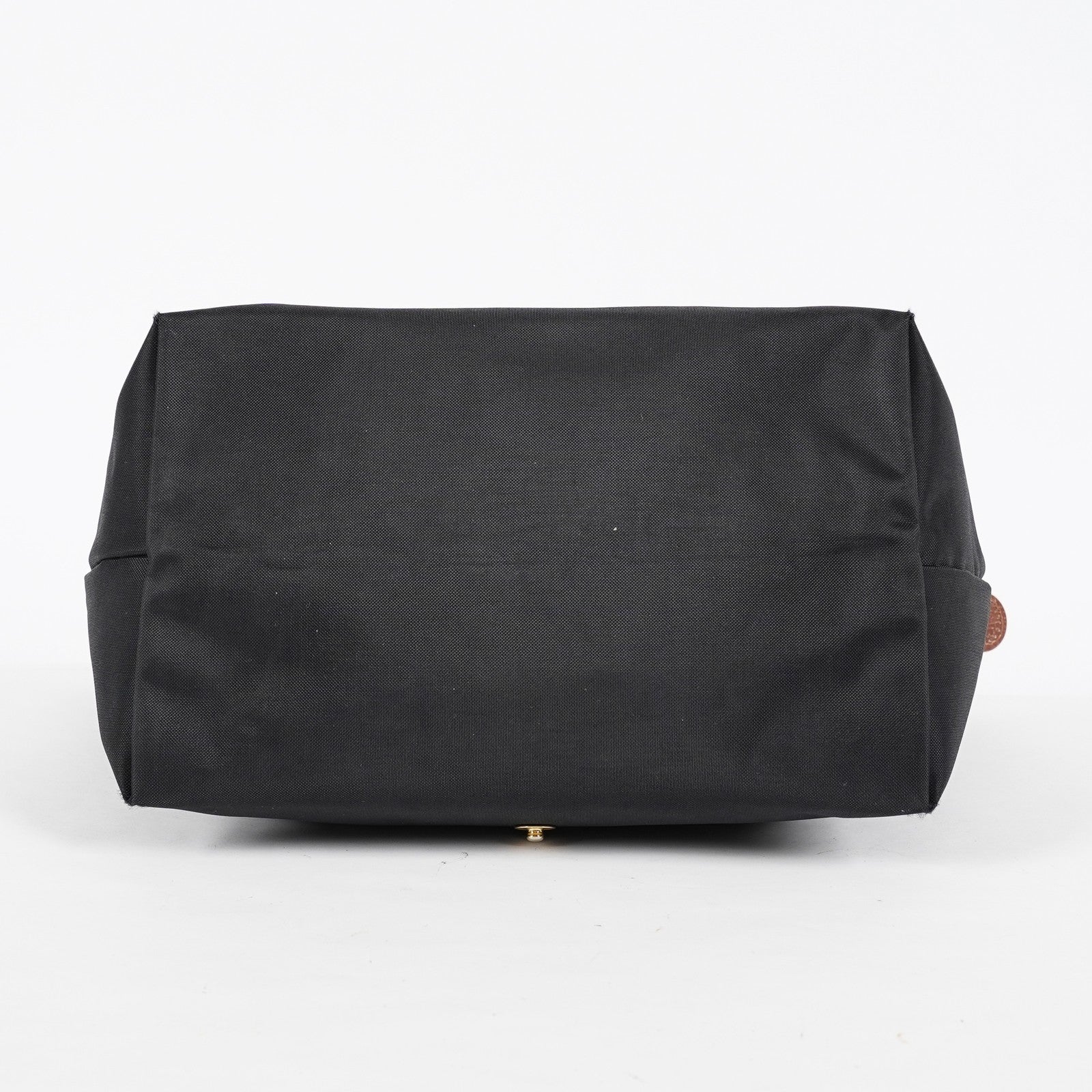 Longchamp Le Pliage Top Handle Tote Bag Black Nylon Leather M Used 08A261045003