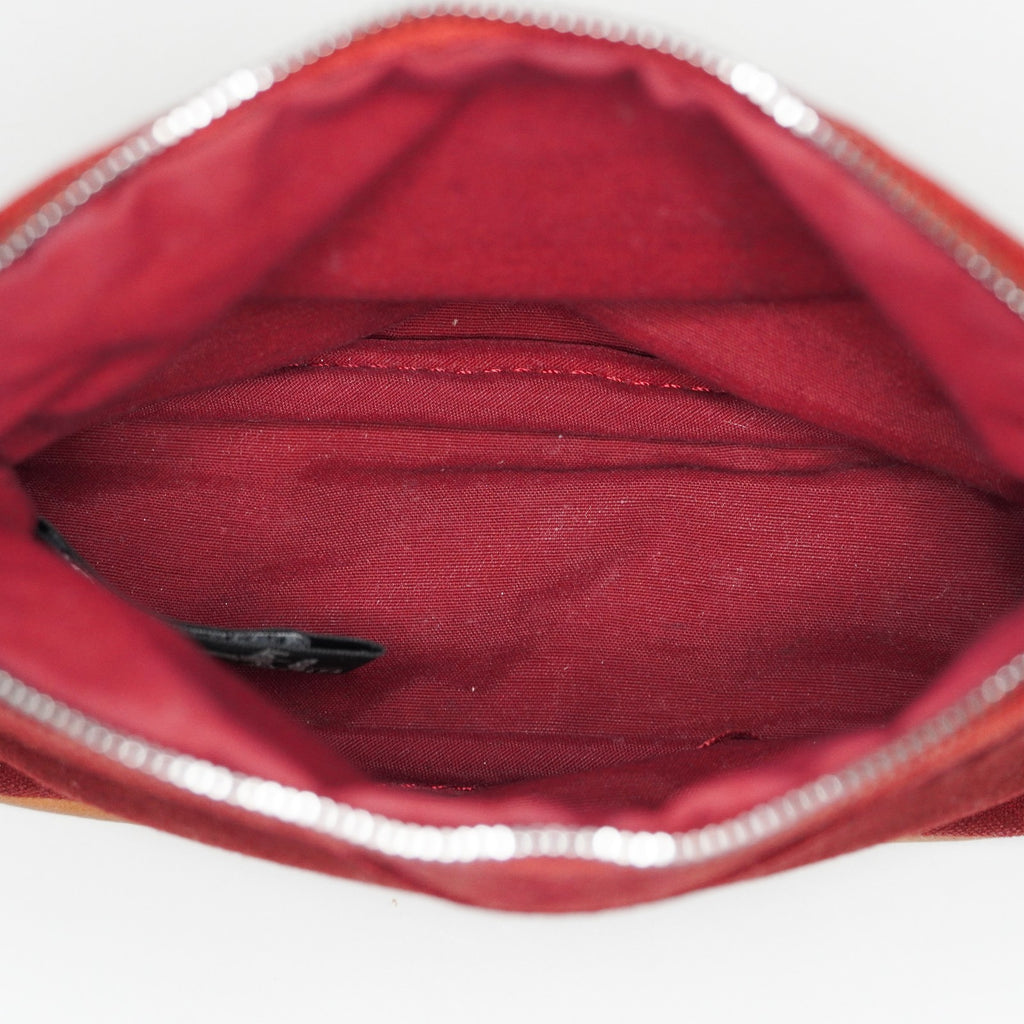 Hermes Bolide Pouch 18 Mini Brick Red Cotton Canvas Vintage Used 07E22715009