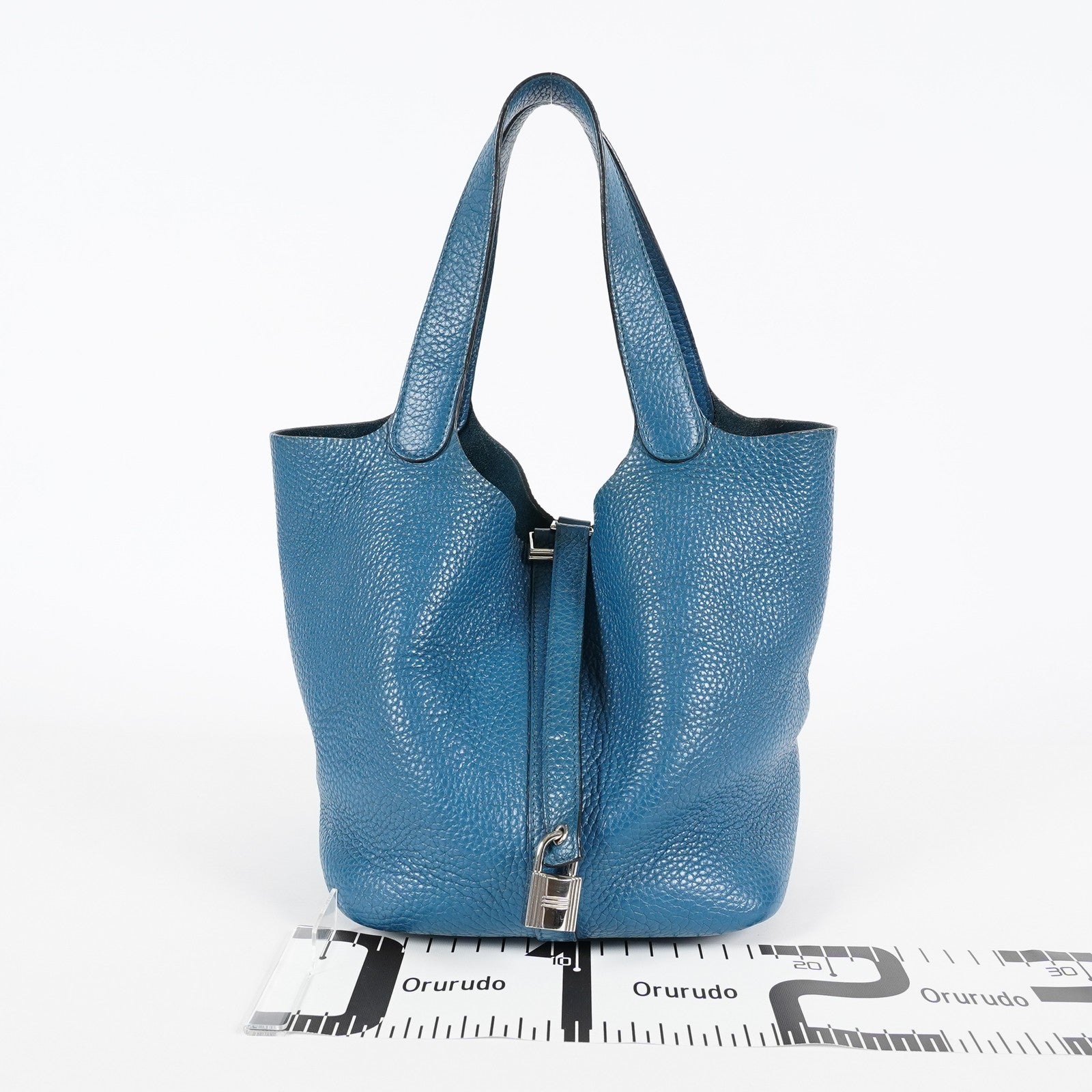 Hermes Picotin Lock MM Taurillon Clemence Leather Bag Blue Used 07E2822660025