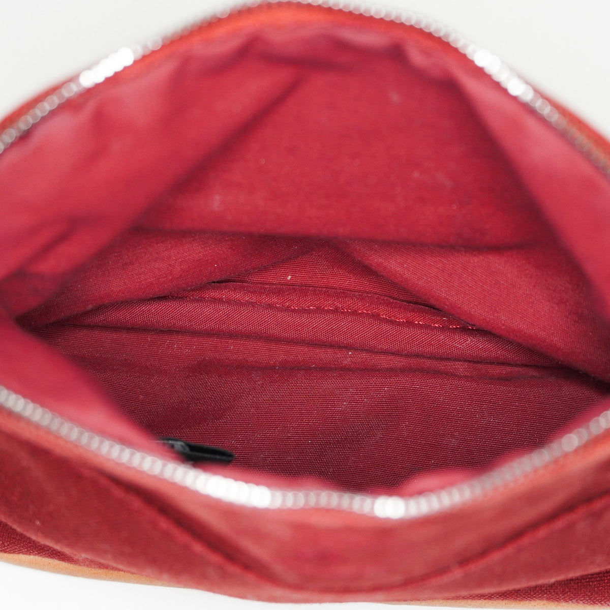 Hermes Bolide Pouch 18 Mini Brick Red Cotton Canvas Vintage Used 07E22715009