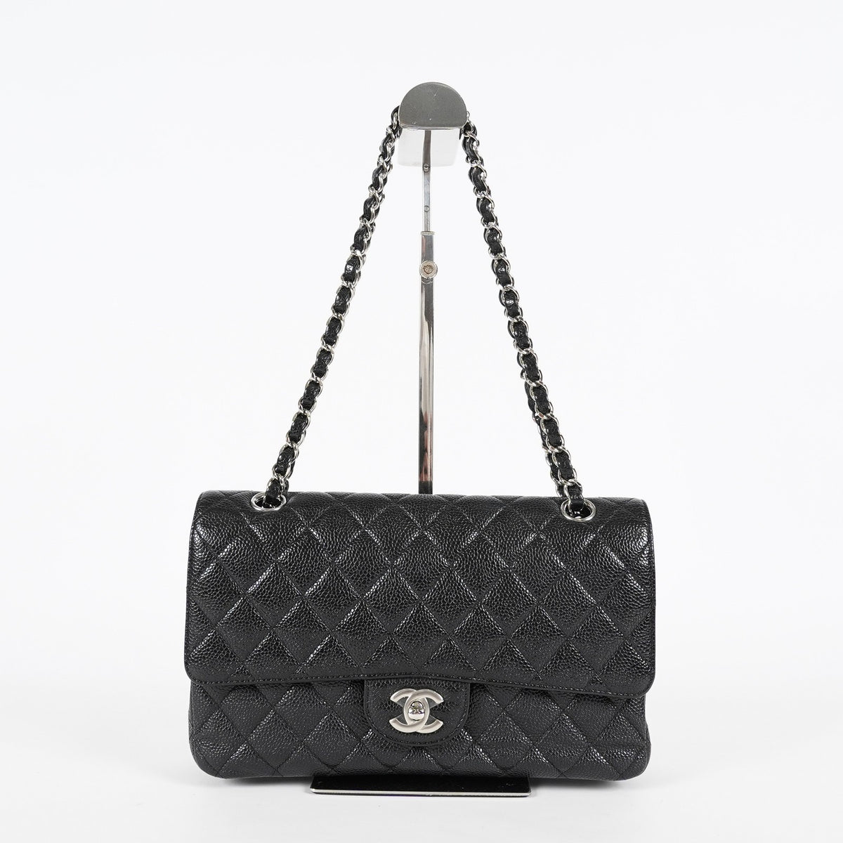 Chanel Matelasse Caviar Double Flap 25 Black Chain Shoulder Bag 08A2582940023