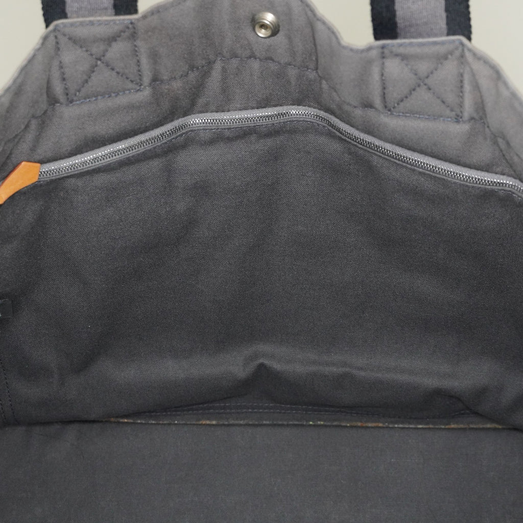Hermes Fourre-Tout GM Gray Black Canvas Tote Bag Purse Used Vintage 08E11825007